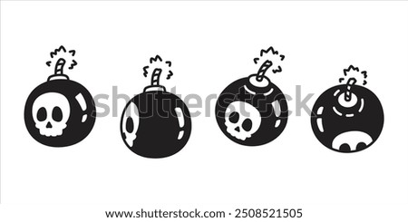skull vector Halloween icon bomb grenade tnt doodle cartoon character dynamite explosive logo symbol illustration design clip art isolated
