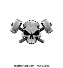 Skull vector with hammers color drawing head