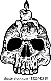 Skull Vector Hand Drawn Engraved Halloween