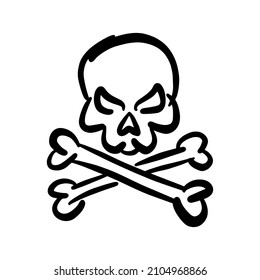skull vector Handwritten on isolated white baground vector hand written 