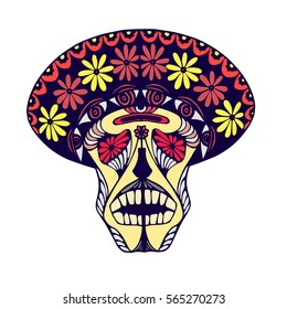 Skull vector head. Mexican holiday of dead symbol. Dia de los Muertos. Sugar skull.