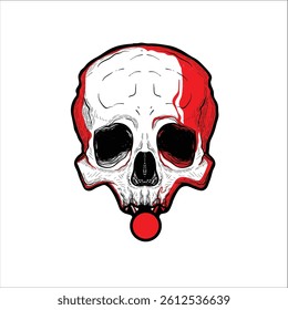 skull vector head with red lines like a blood on white backround, suitable for logo and clothing design