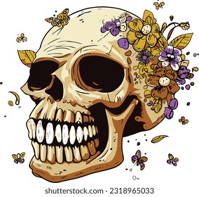 Skull vector, Human Colorful Skull vector illustration silhouette Art.