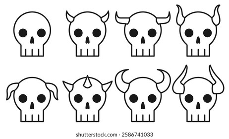 skull vector icon with assorted horns