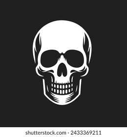 Skull Vector Icon. Black and white human skull