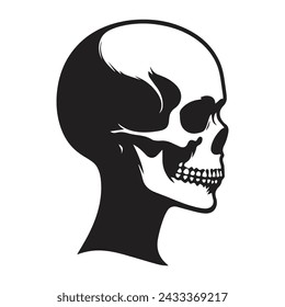 Skull Vector Icon. Black and white human skull