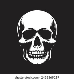 Icono de vector de calavera. Cráneo humano blanco y negro