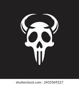 In: Skull Vector Icon. Schwarz-weißer menschlicher Schädel