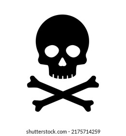Icono del vector de cráneo. Cabeza de cráneo de muerte, símbolo de peligro óseo. Horror, veneno tóxico, diseño de elementos de juego piratas. Ilustración del vector
