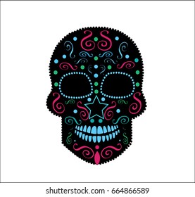 Skull vector icon neon blue color 