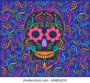 Skull vector icon ornament with flower eyes 