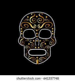 Skull vector icon ornament gold color 