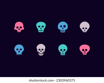 Skull vector icon set. Skull shapes collection. Frightening monster signs. 