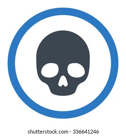 Skull vector icon. Style is bicolor flat rounded symbol, smooth blue colors, rounded angles, white background.