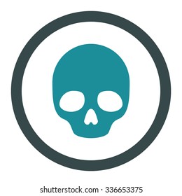 Skull vector icon. Style is bicolor flat rounded symbol, soft blue colors, rounded angles, white background.