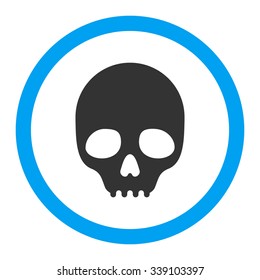 Skull vector icon. Style is bicolor flat rounded symbol, blue and gray colors, rounded angles, white background.