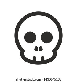 Skull vector icon. Style is flat rounded symbol, rounded angles, white background.