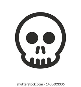 Skull vector icon. Style is flat rounded symbol, rounded angles, white background.