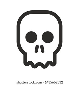 Skull vector icon. Style is flat rounded symbol, rounded angles, white background.