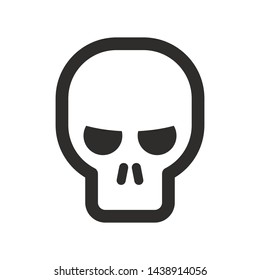 Skull vector icon. Style is flat rounded symbol, rounded angles, white background.