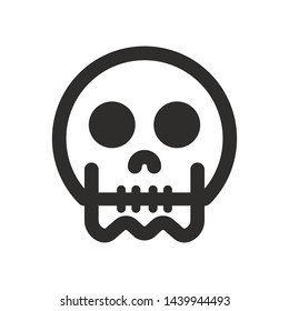 Skull vector icon. Style is flat rounded symbol, rounded angles, white background.