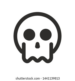 Skull vector icon. Style is flat rounded symbol, rounded angles, white background.
