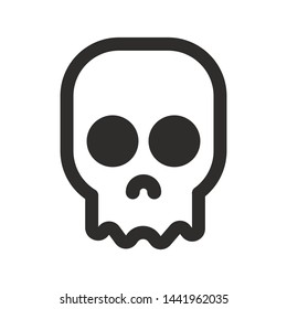 Skull vector icon. Style is flat rounded symbol, rounded angles, white background.