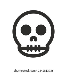 Skull vector icon. Style is flat rounded symbol, rounded angles, white background.