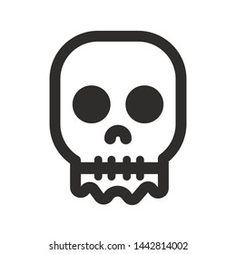 Skull vector icon. Style is flat rounded symbol, rounded angles, white background.
