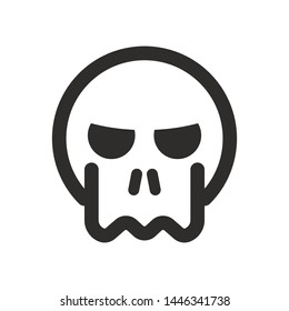 Skull vector icon. Style is flat rounded symbol, rounded angles, white background.