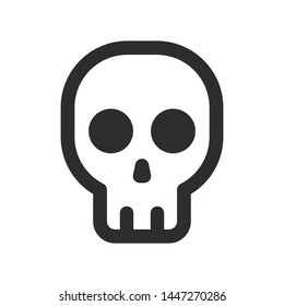 Skull vector icon. Style is flat rounded symbol, rounded angles, white background.