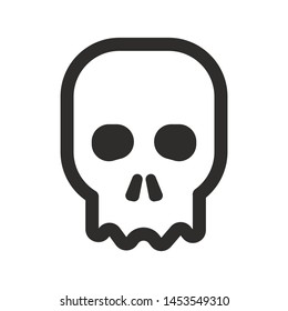 Skull vector icon. Style is flat rounded symbol, rounded angles, white background.