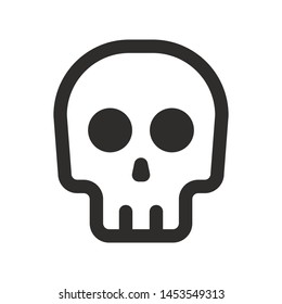 Skull vector icon. Style is flat rounded symbol, rounded angles, white background.