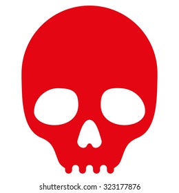 Skull vector icon. Style is flat symbol, red color, rounded angles, white background.