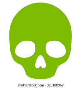 Skull vector icon. Style is flat symbol, eco green color, rounded angles, white background.