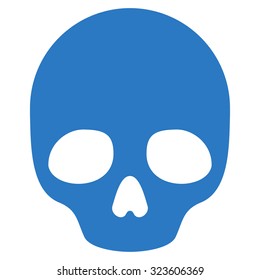 Skull vector icon. Style is flat symbol, smooth blue color, rounded angles, white background.