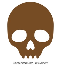 Skull vector icon. Style is flat symbol, brown color, rounded angles, white background.