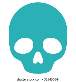 Skull vector icon. Style is flat symbol, cyan color, rounded angles, white background.