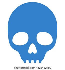Skull vector icon. Style is flat symbol, cobalt color, rounded angles, white background.
