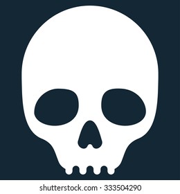 Skull vector icon. Style is flat symbol, white color, rounded angles, dark blue background.