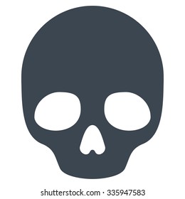 Skull vector icon. Style is flat symbol, smooth blue color, rounded angles, white background.