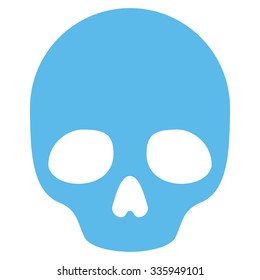 Skull vector icon. Style is flat symbol, blue color, rounded angles, white background.