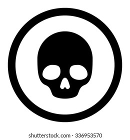 Skull vector icon. Style is flat rounded symbol, black color, rounded angles, white background.