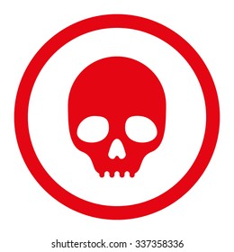 Skull vector icon. Style is flat rounded symbol, red color, rounded angles, white background.