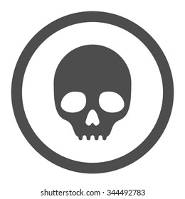 Skull vector icon. Style is flat rounded symbol, gray color, rounded angles, white background.