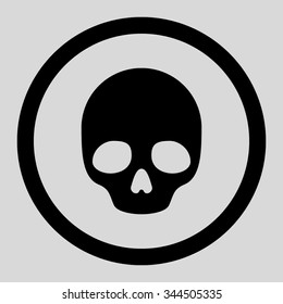 Skull vector icon. Style is flat rounded symbol, black color, rounded angles, light gray background.