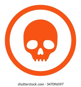 Skull vector icon. Style is flat rounded symbol, orange color, rounded angles, white background.