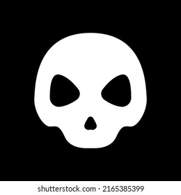 Skull vector icon. White skull on a black background. Skinless head icon in flat style. Vector illustration.