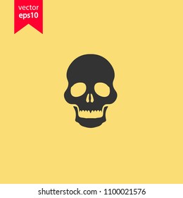 Skull vector icon. Yellow background. EPS 10 vector sign.
