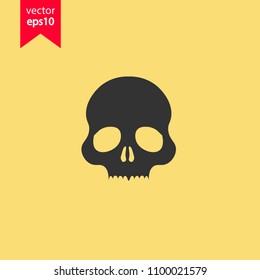 Skull vector icon. Yellow background. EPS 10 vector sign.